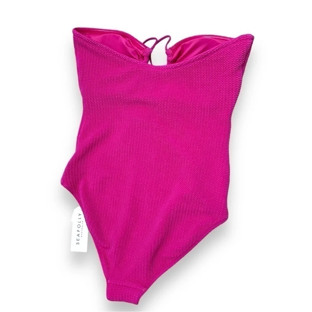 NWT Sea Folly Fuchsia Rose Pink Sea Dive Bandeau One Piece Swimsuit Size 10 (US)